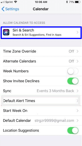 Find in Apps Settings