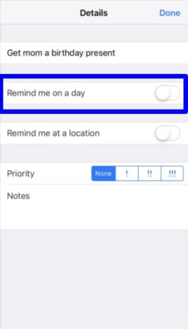 create tasks in the Reminders app