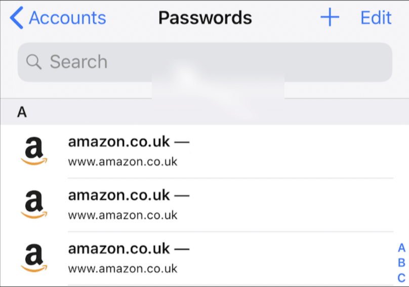 look up passwords and accounts  on iPhone
