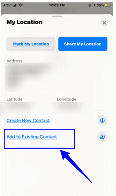 Add your current location to a contact