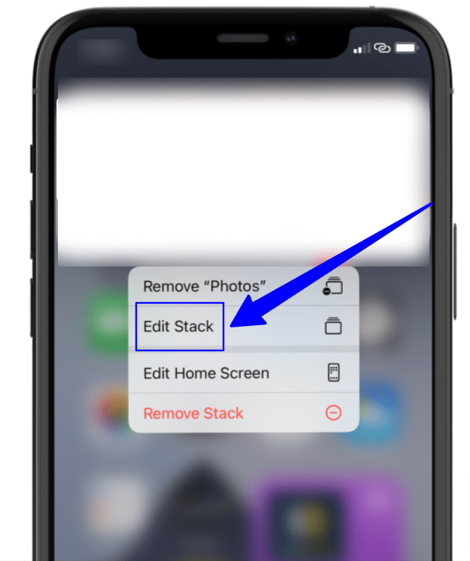 widgets iPhone - edit stack 