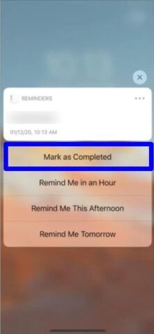 mark reminders, show completed, delete list reminders