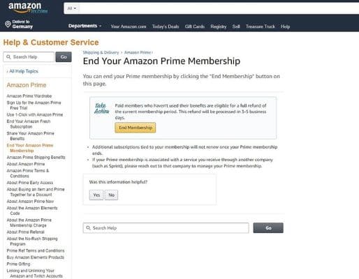 Cancel Amazon Prime subscription on Mac