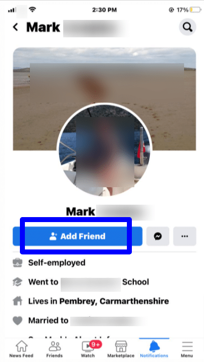 Facebook add friend