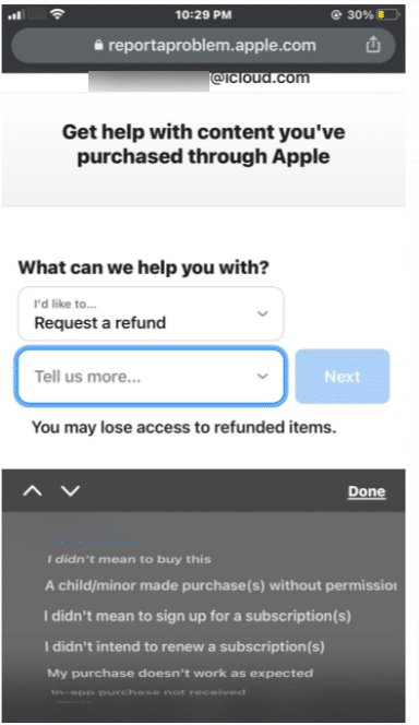 refund for apple purchases
