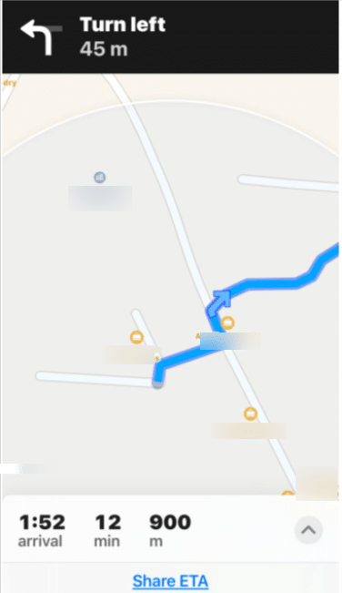 Highlight stops for a specific transit line in iPhone Maps directions