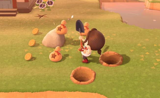 Hit the money rocks in Animal Crossing New Horizons