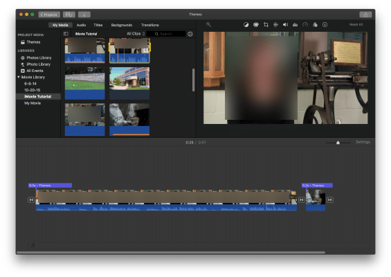 iMovie interface