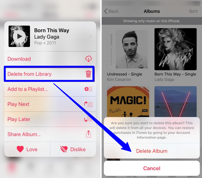 delete or remove song in iPhone 