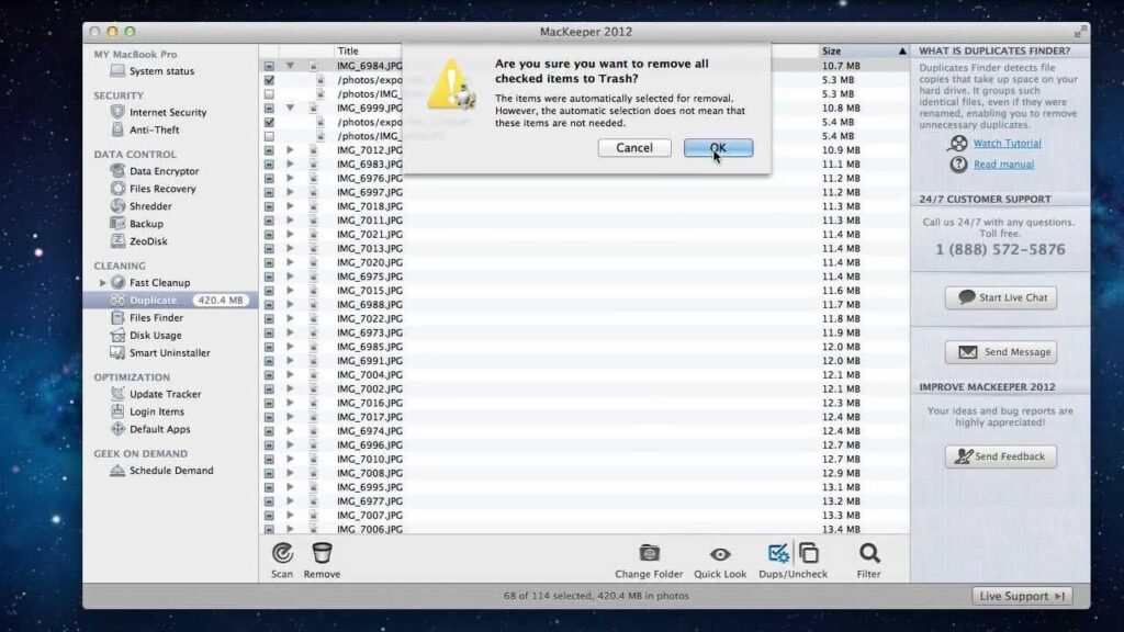 Duplicates Finder in Mackeeper