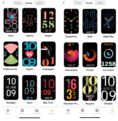 Fitbit clock faces