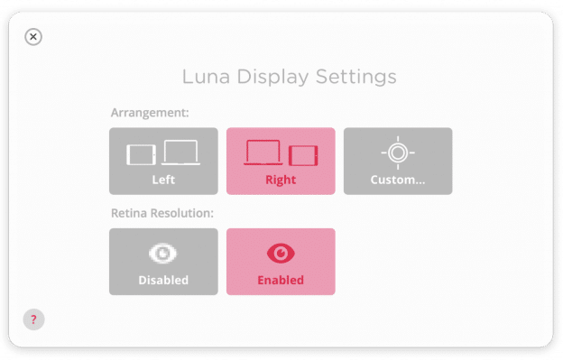 Screen Settings and Arrangements- Luna Display 5