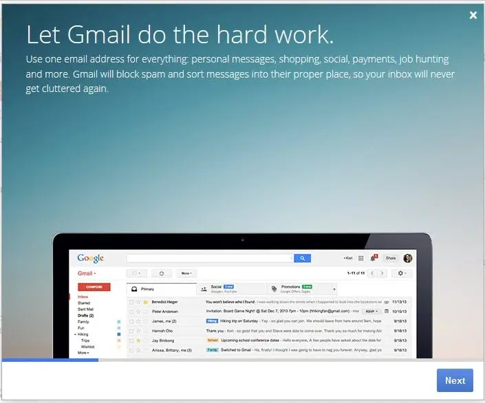 Create your new Gmail Account in a few clicks!