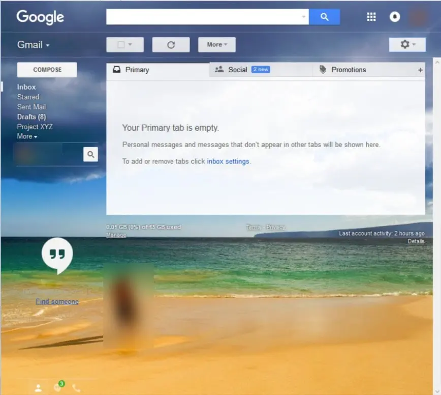 Gmail with Themes and Backgrounds
