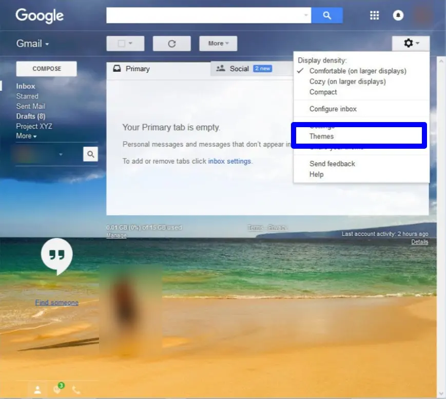 Gmail with Themes and Backgrounds