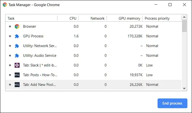 Google Chrome Launch the Task Manager