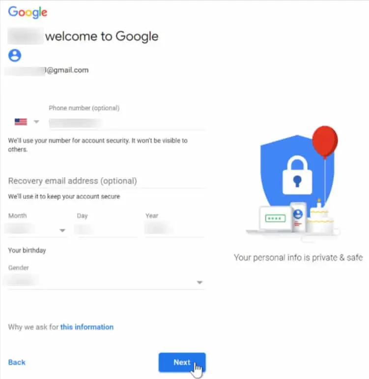 Create your new Gmail Account in a few clicks!