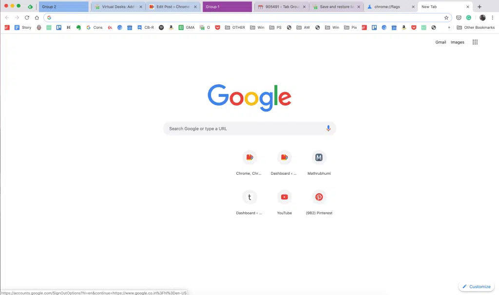 Google Chrome'i vahekaardirühmad