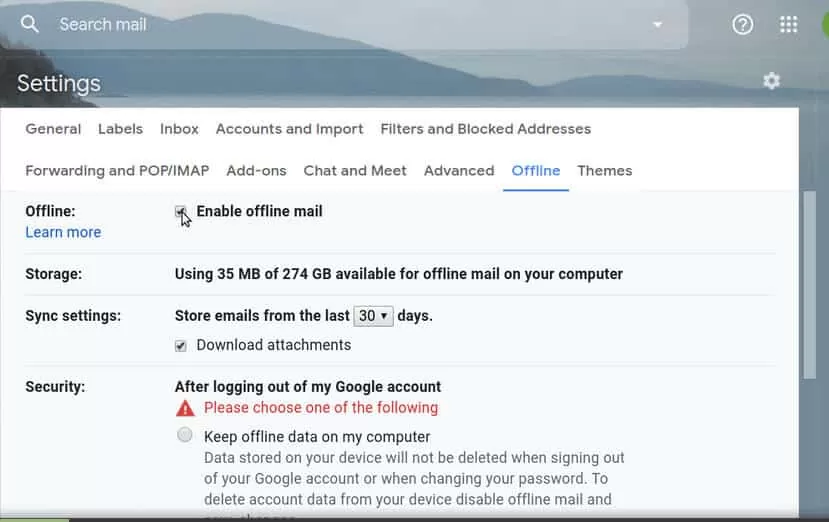 Kasutage Gmaili võrguühenduseta