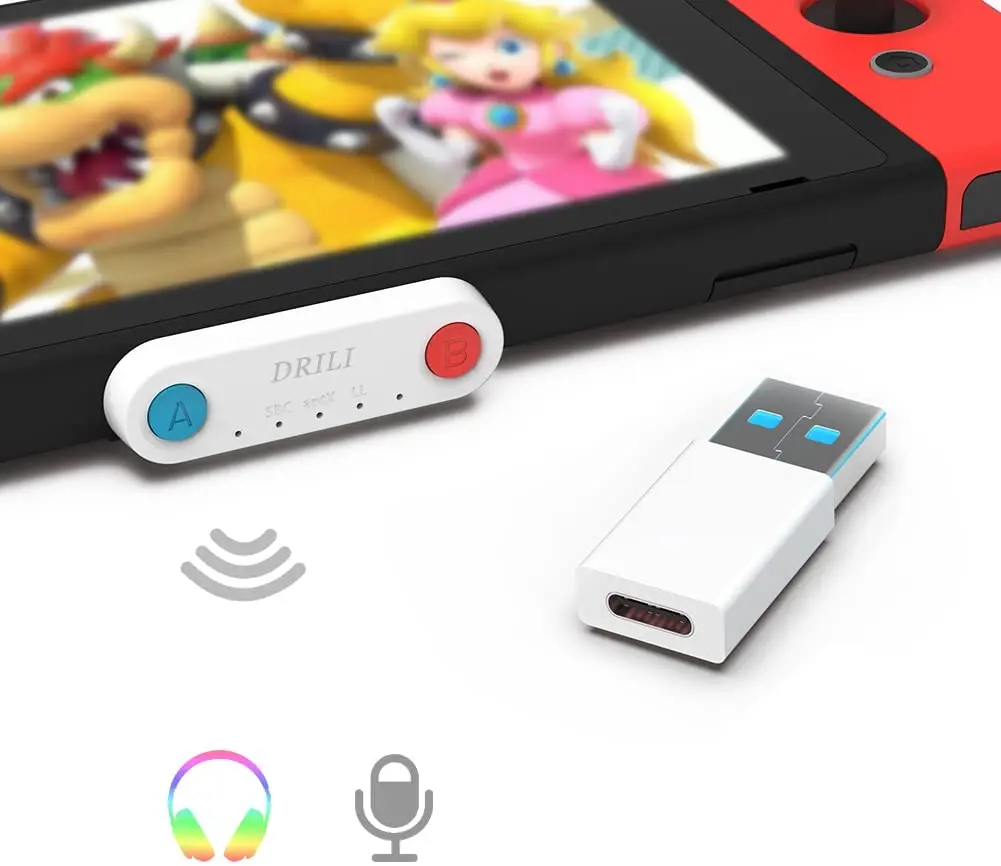 DRILI Bluetooth Adapter for Nintendo Switch & Lite