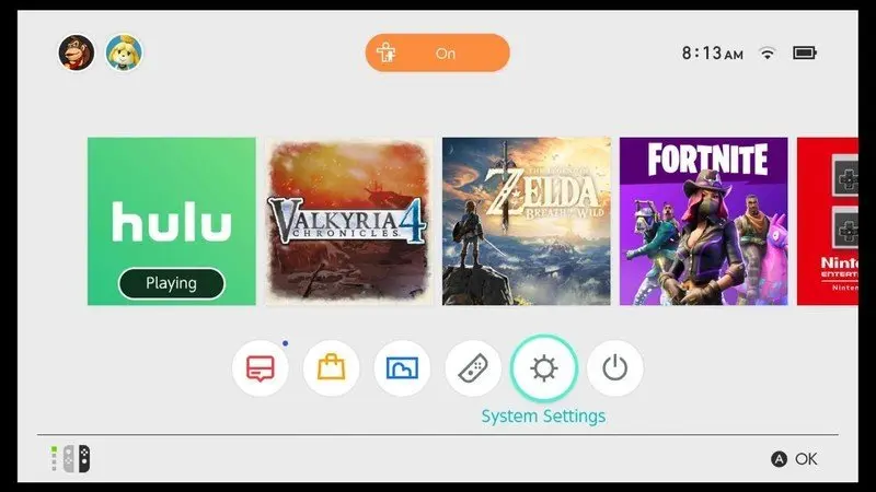 From the Home menu, select System Settings. : Reset your Nintendo switch