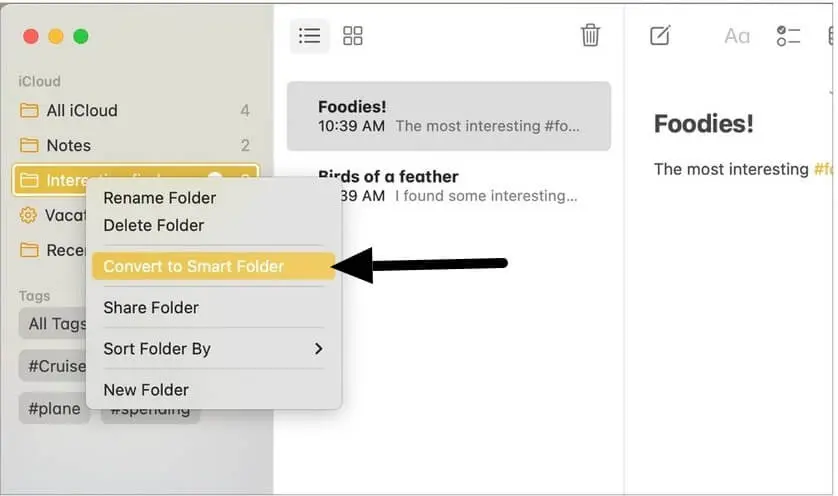 How to use tags in Notes on Mac?