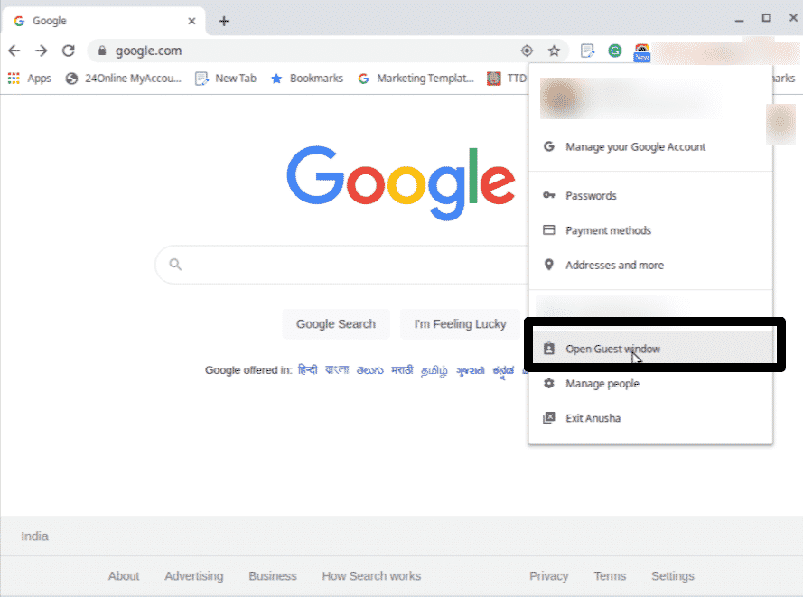 open guest window - chrome features 