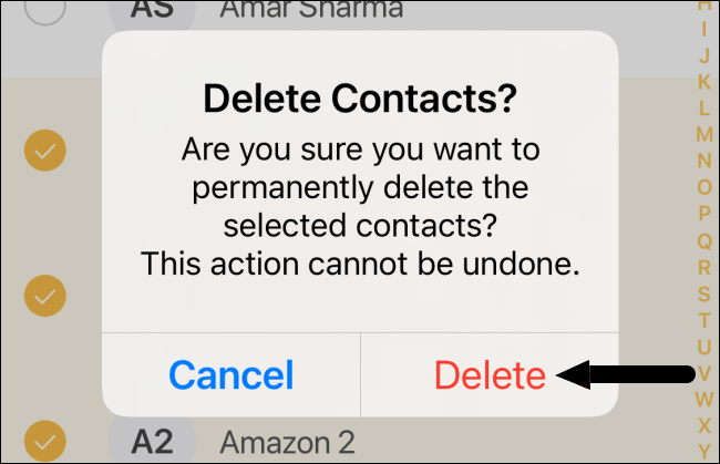 step to delete multiple contacts