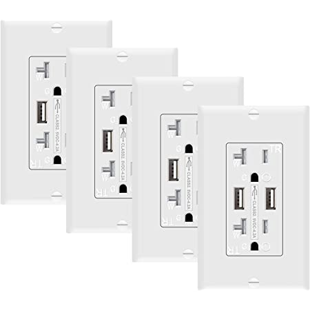 SZICT USB Wall Outlet 4-pack