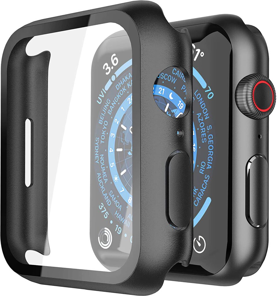 Misxi Hard PC Case with Tempered Glass Screen Protector for Apple Watch