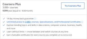 Plans and pricing for Coursera Learning Platform