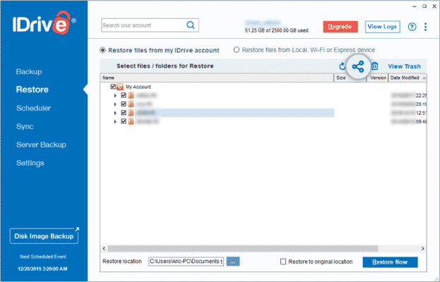 IDrive Web Client and File Sharing