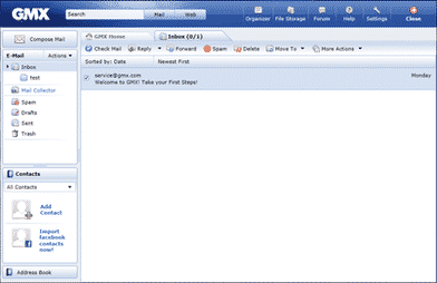 Interface and in use: GMX Mail 