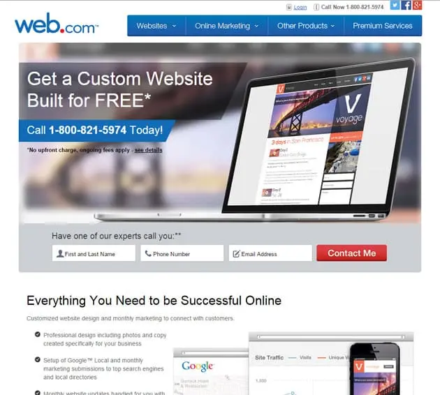 Help and Support of Web.com Web.com website builder 