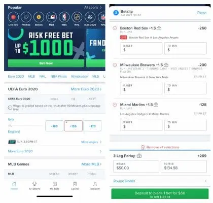 Mobile App Fanduel  sports betting 