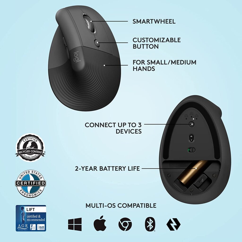 Battery life of logitech lift vertical mouse