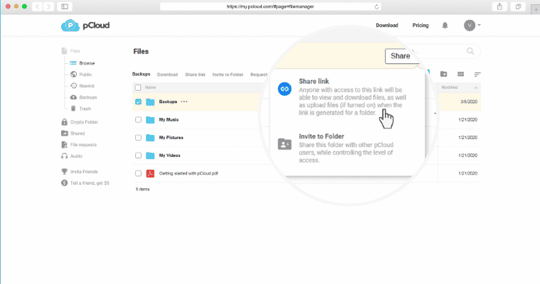 pCloud File Syncing and Sharing