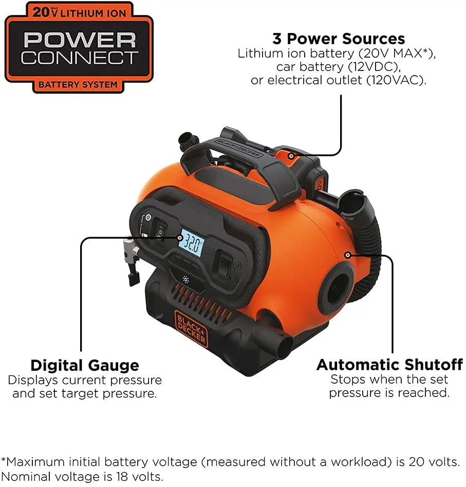 Black + Decker 20V Max Inflator: Design and features