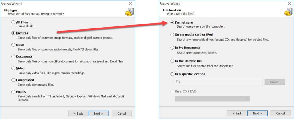 Recover deleted photos in windows