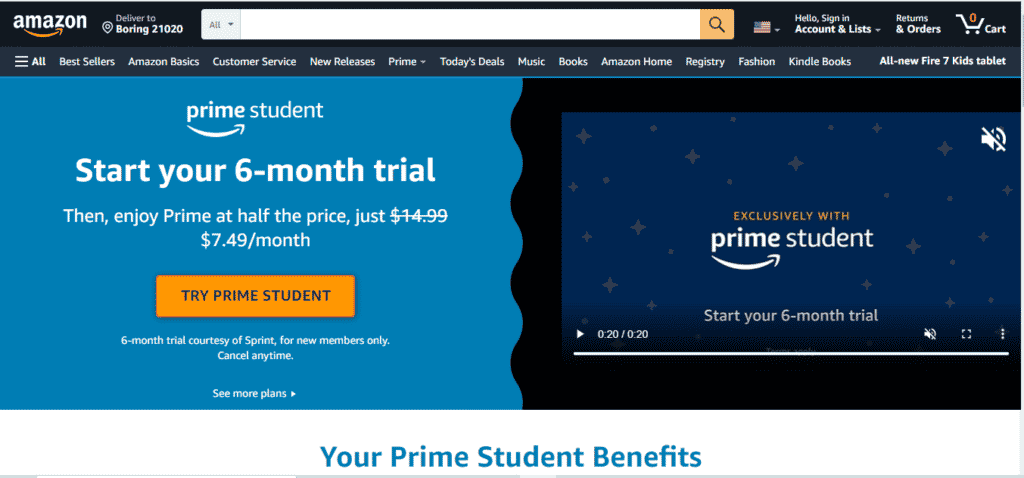 How can you get free Amazon Prime Student?