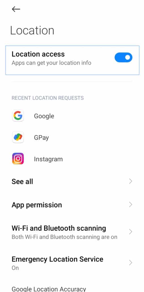 disable location tracking on Android