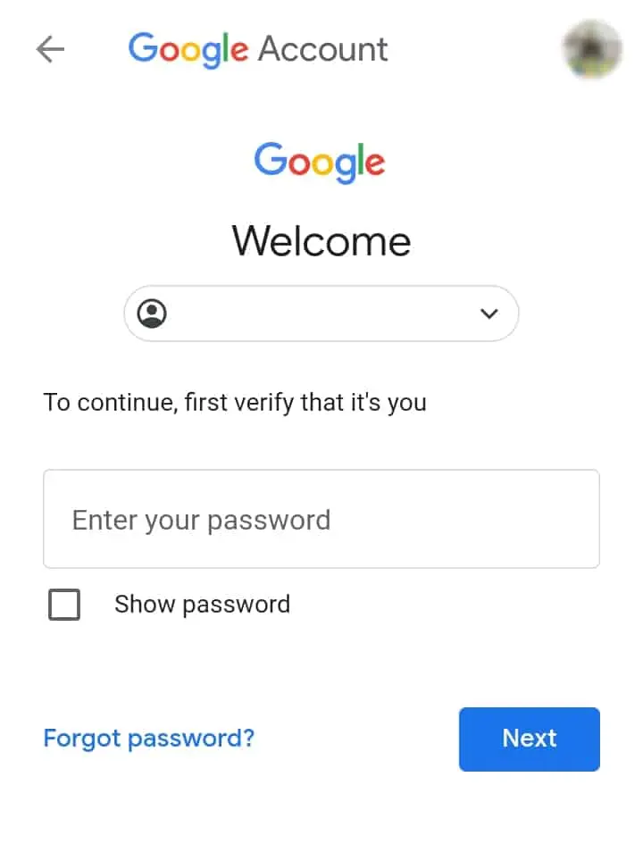 reset a Google account password
