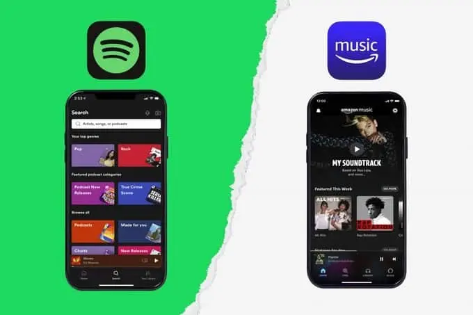 Amazon Music and Spotify: App Interface