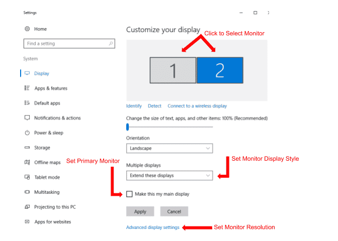 connect laptop to monitor-Rearrange the screens