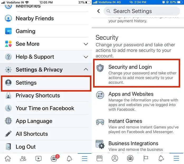 change your Facebook password on iphone, ipad or android