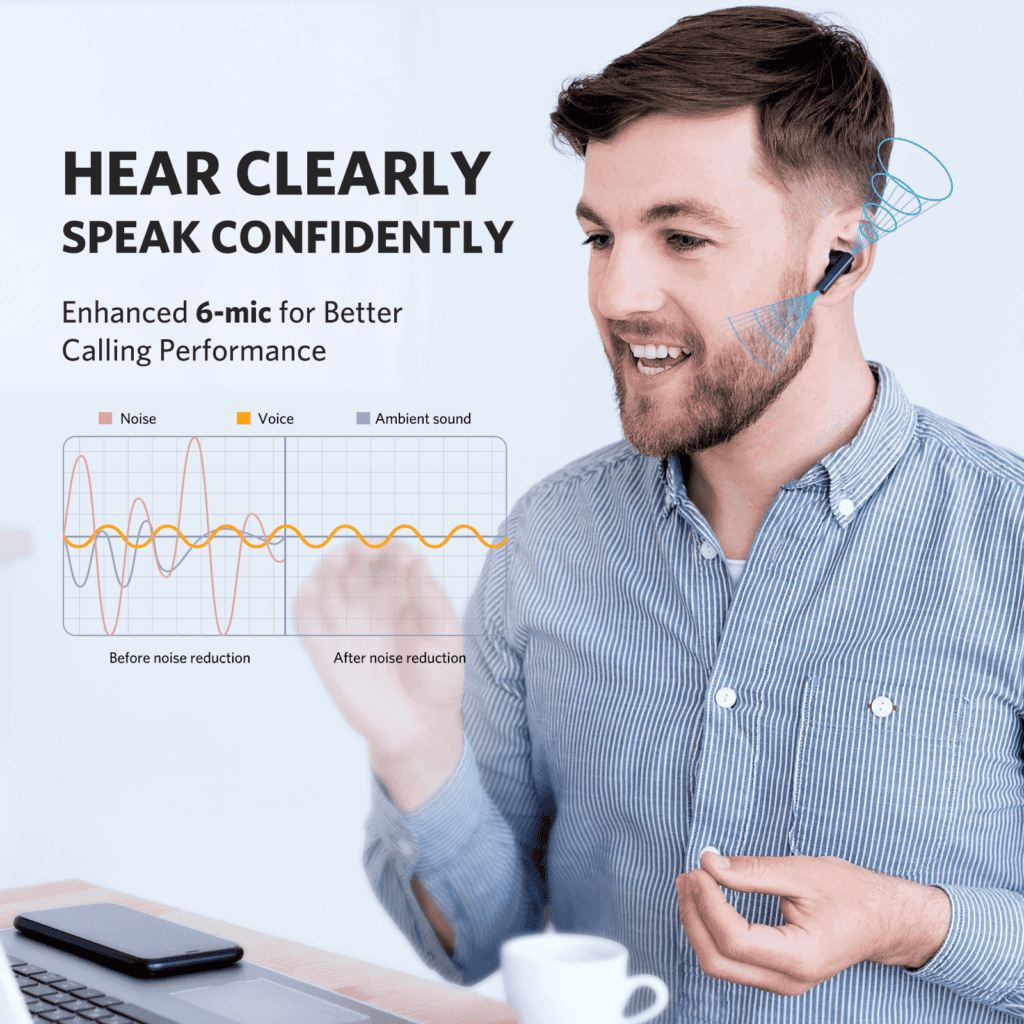 microphones of EarFun Air Pro SV earbuds 