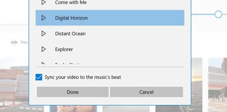 How can you alter the music and volume of the music Movie Maker in Windows 10?