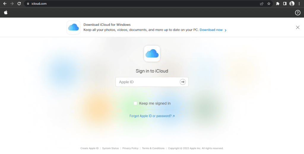 sign in to icloud