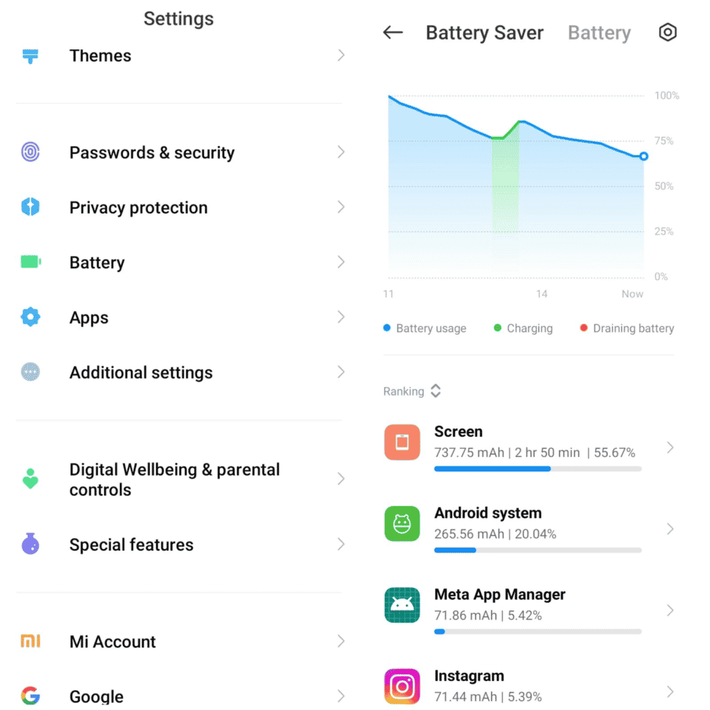 How to check battery usage in Android