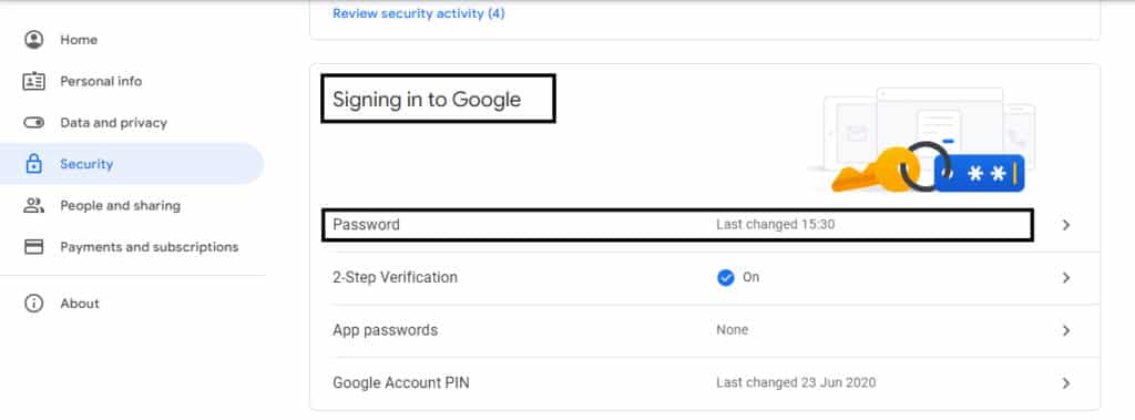 reset a Google account password